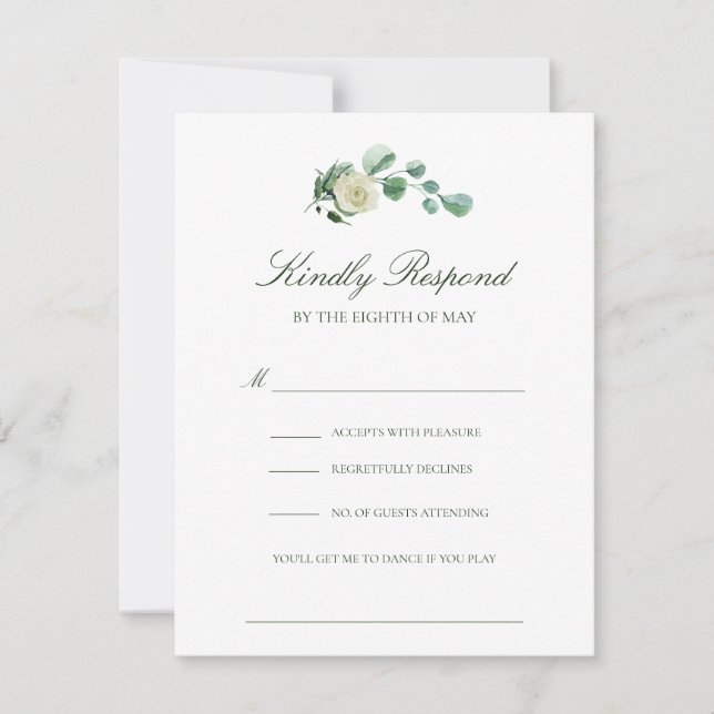 Megan Simple Elegant Song Request Wedding RSVP Karte (Vorderseite)