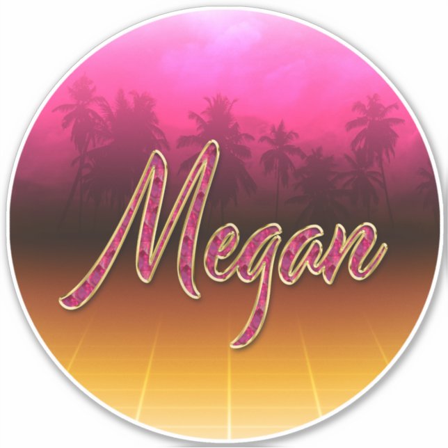 Megan Vorname Name golden pink Aufkleber Sticker (Vorderseite)