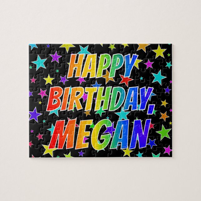 "MEGAN" Vorname, Spaß "GLÜCKLICHER GEBURTSTAG" Puzzle (Horizontal)