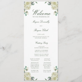 Megan White Floral Elegante Hochzeitsfeier Programm