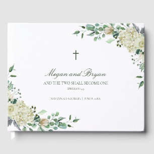 Megan White Floral & Greenerity Katholische Hochze Gästebuch