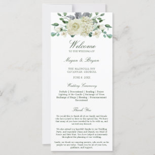 Megan White Floral Greenerity Wedding Programm
