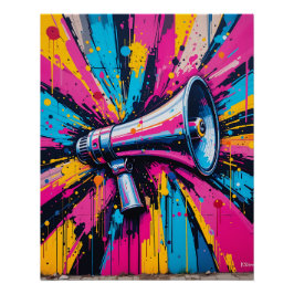 Megaphone Madness: Bold Street Art Energy Poster