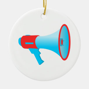 Megaphone Rot und Blau Keramik Ornament