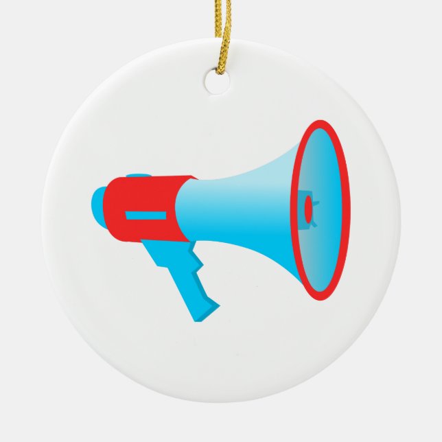 Megaphone Rot und Blau Keramik Ornament (Vorne)