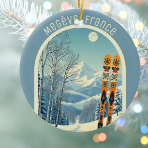 Megève Frankreich Ski-Souvenir Keramik Ornament