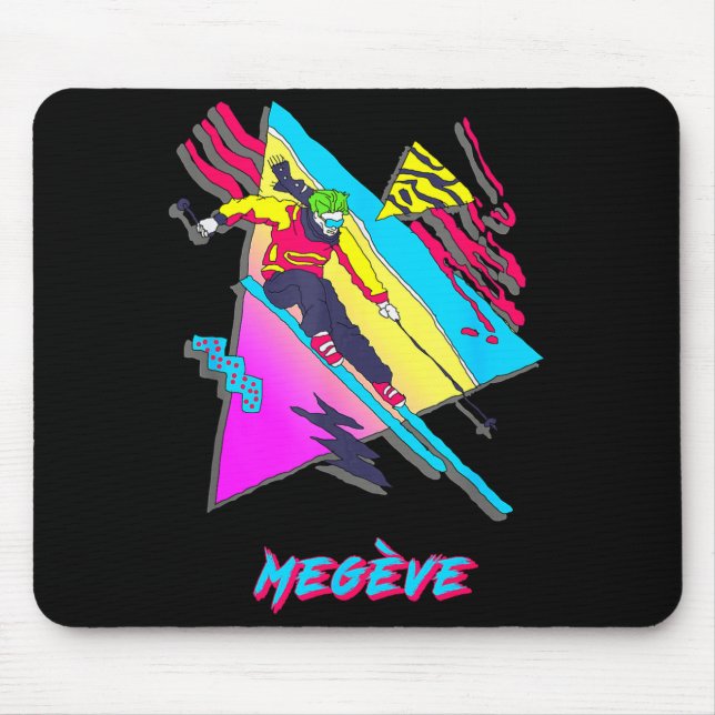 Megeve Retro-Ski-Design mit abstraktem Muster Mousepad (Vorne)