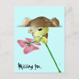 Megg: Ein niedlicher Teddybär mit einer Blume, ver Postkarte