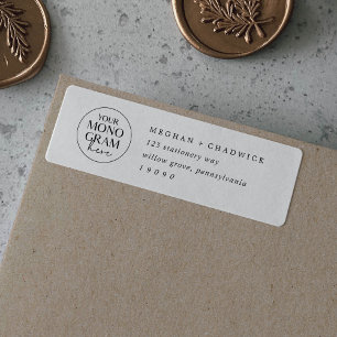 MEGHAN Boho Wedding Monogram Rücksendeadressen-Auf