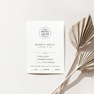 MEGHAN Monogram Boho Schwarz-weiß Wedding RSVP Car