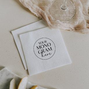 MEGHAN Monogram Schwarz-weiß Einfache Hochzeit Serviette