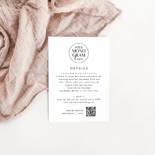 MEGHAN Monogram Schwarz-weiße Einzigartige Hochzei Begleitkarte