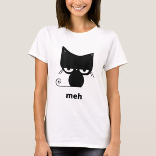 Meh Black Cat Funny T-Shirt