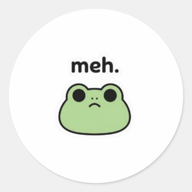Meh Frosch Aufkleber Süßer Langweiliger Frosch Mem (Vorderseite)