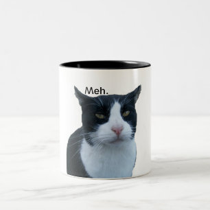 "Meh" Katze Zweifarbige Tasse