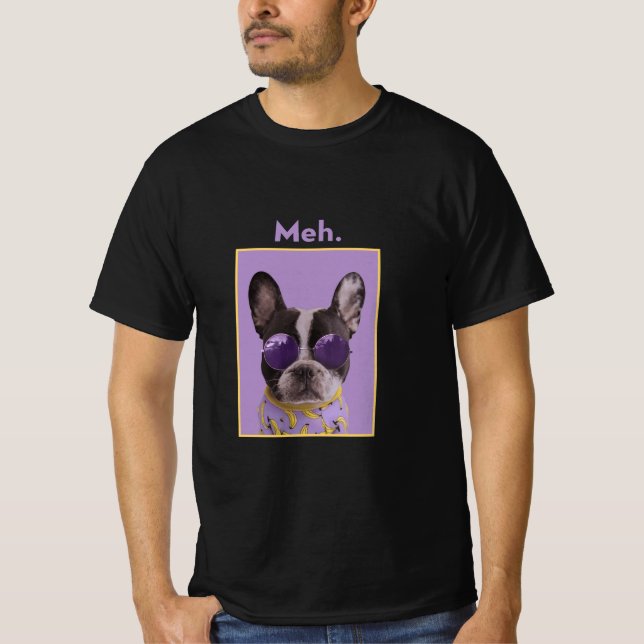 Meh lustiger Hund Meme T-Shirt  (Vorderseite)