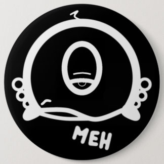 Meh One-Eyed Weird Creature Cartoon Character Button