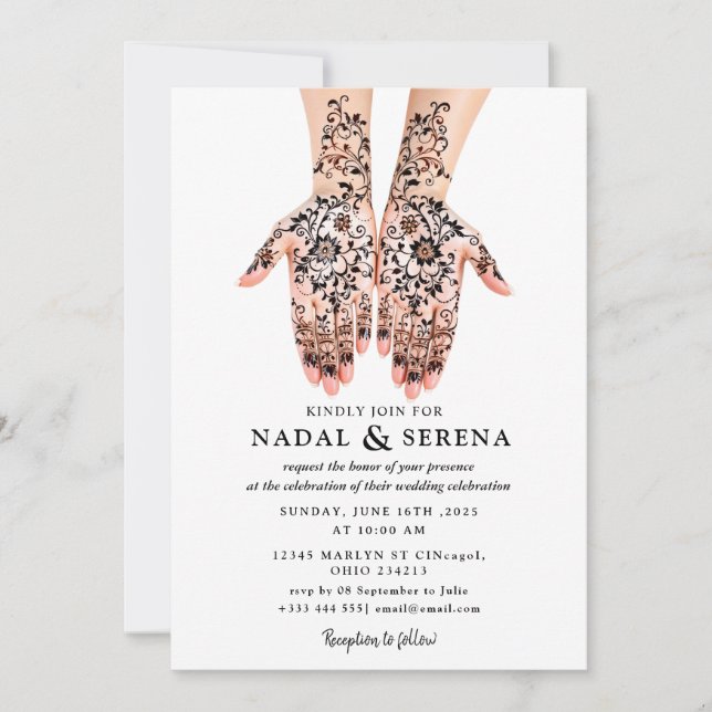 Mehandi Hochzeit Einladung (Vorderseite)