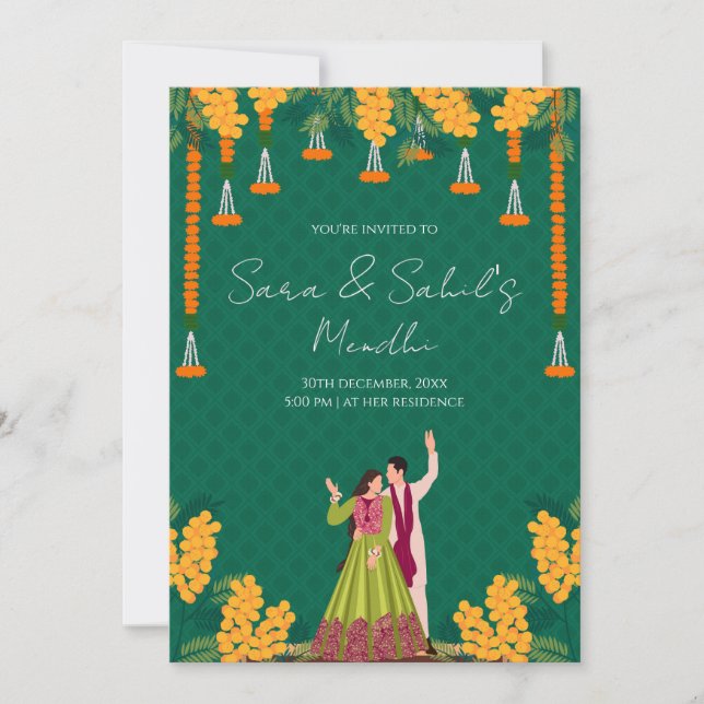 Mehendi Einladung Digital Mehndi einladen (Vorderseite)