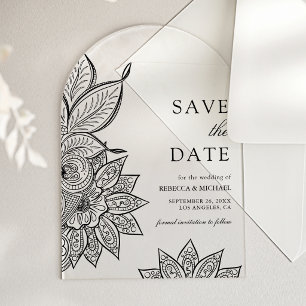 Mehendi Henna Indische Hochzeit Termin vormerken Acryleinladungen