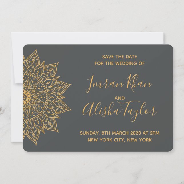 Mehendi Indian Wedding Save the date hamsa Henna (Vorderseite)