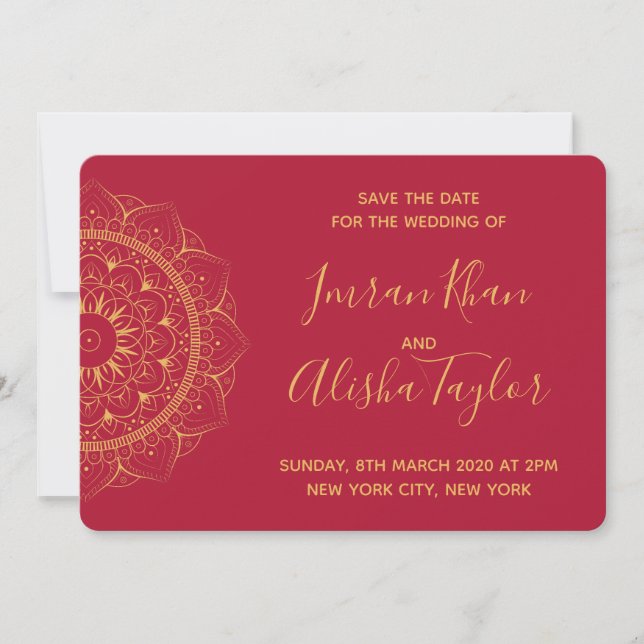 Mehendi Indian Wedding Save the date hamsa Henna (Vorderseite)