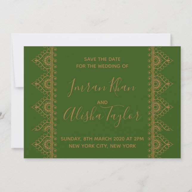 Mehendi Indian Wedding Save the date hamsa Henna (Vorderseite)