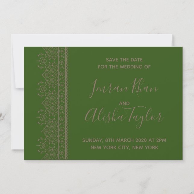 Mehendi Indian Wedding Save the date hamsa Henna (Vorderseite)