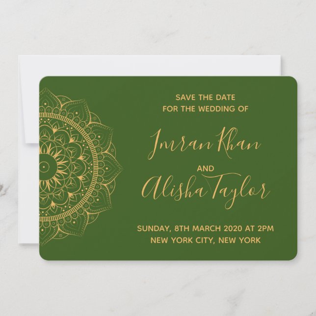 Mehendi Indian Wedding Save the date hamsa Henna (Vorderseite)