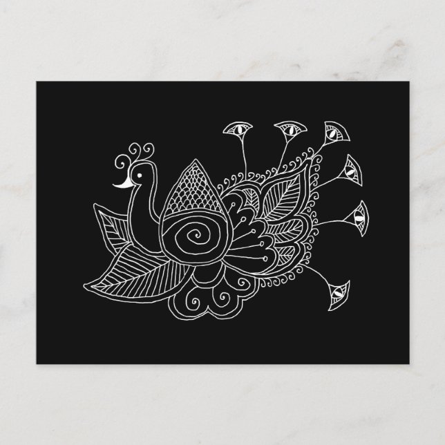 Mehendi Peacock Postkarte (Vorderseite)