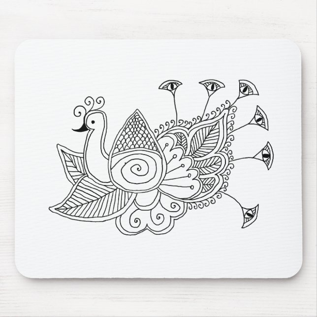 Mehendi Pfau Mousepad (Vorne)