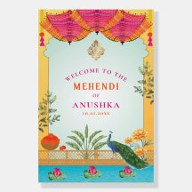 Mehendi Willkommensschild Peacock Mendhi Begrüßung