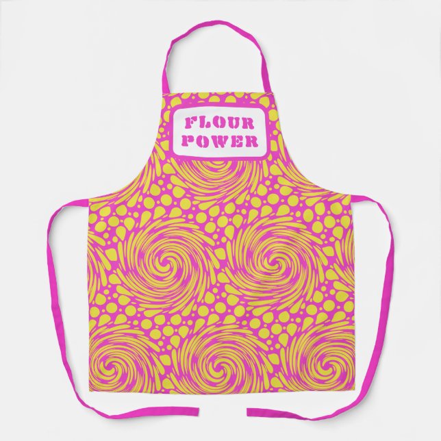 Mehl Power Psychedelisch Pink Gelbe Schürze (Vorderseite)