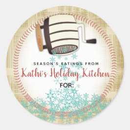 Mehl Schneeflockenbacken personalisiert Runder Aufkleber