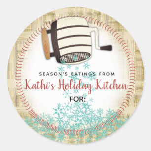 Mehl Schneeflockenbacken personalisiert Runder Aufkleber