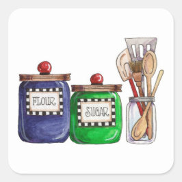 Mehl und Zucker Quadratischer Aufkleber