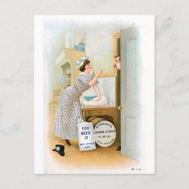 Mehlbäckerei Vintag Food Ad Art Postkarte (Vorderseite)