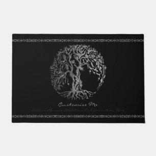 Mehndi Baum des Lebens (Hennastrauch) (Silber) Fußmatte