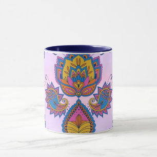 Mehndi Blue und Lila Blumenkunst, Blue Bliss Tasse