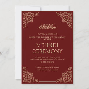 Mehndi Burgund Rot-Islamische Hochzeit Einladung