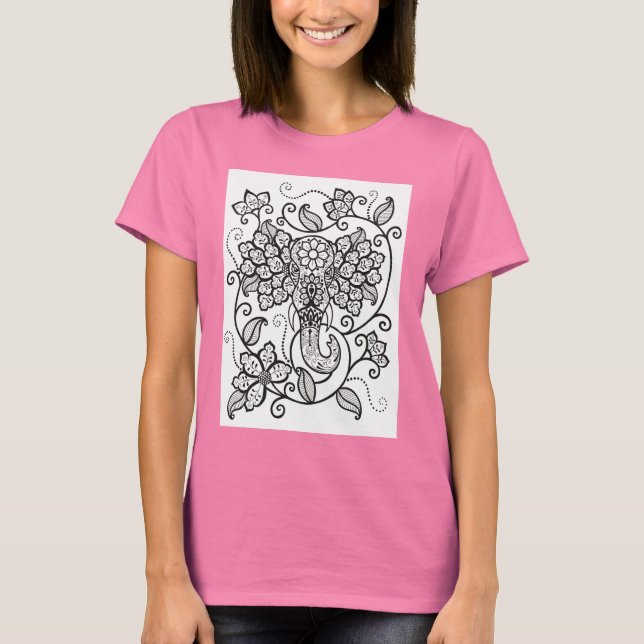 Mehndi Elephant T Shirt (Vorderseite)