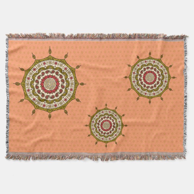 Mehndi Fantasy Gold Throw Blanket Decke (Vorderseite)