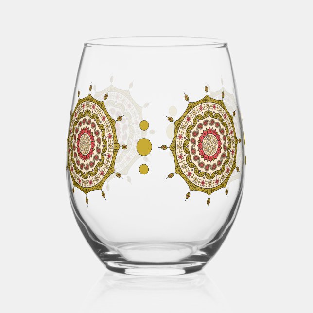 Mehndi Fantasy Gold Weinglas Ohne Stiel (Vorderseite)