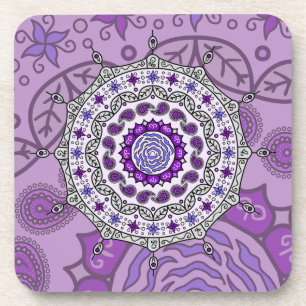Mehndi Fantasy Silber quadratischer Untersetzer