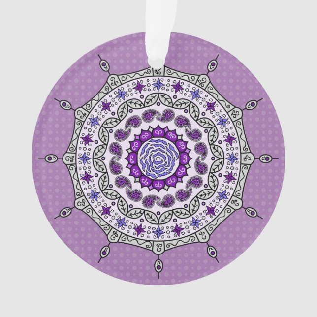 Mehndi Fantasy Silver Acrylic Ornament (Vorderseite)