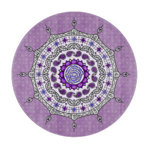 Mehndi Fantasy Silver Glass Cutting Board Schneidebrett