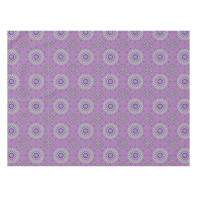 Mehndi Fantasy Silver Tablecloth Tischdecke (Vorderseite (Horizontal))