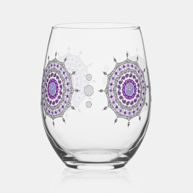 Mehndi Fantasy Silver Weinglas Ohne Stiel (Vorderseite)