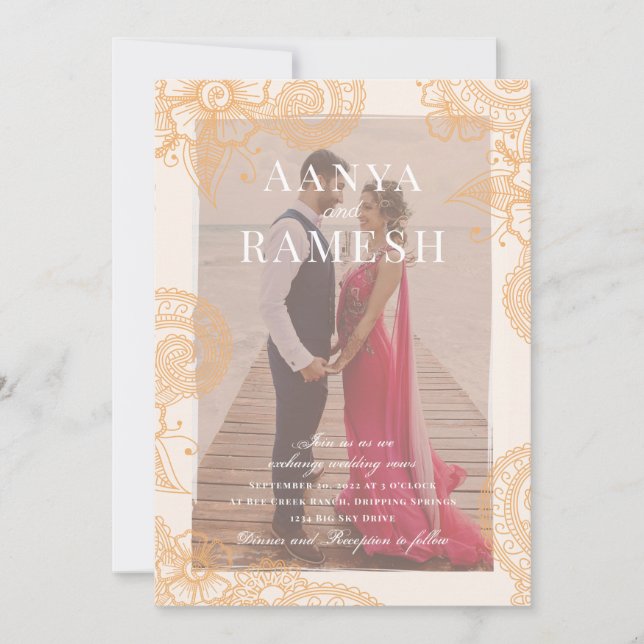 Mehndi Foto Wedding Einladung (Vorderseite)