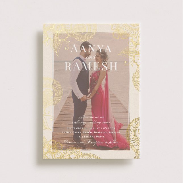 Mehndi Foto Wedding Einladung Real Gold (Von Creator hochgeladen)